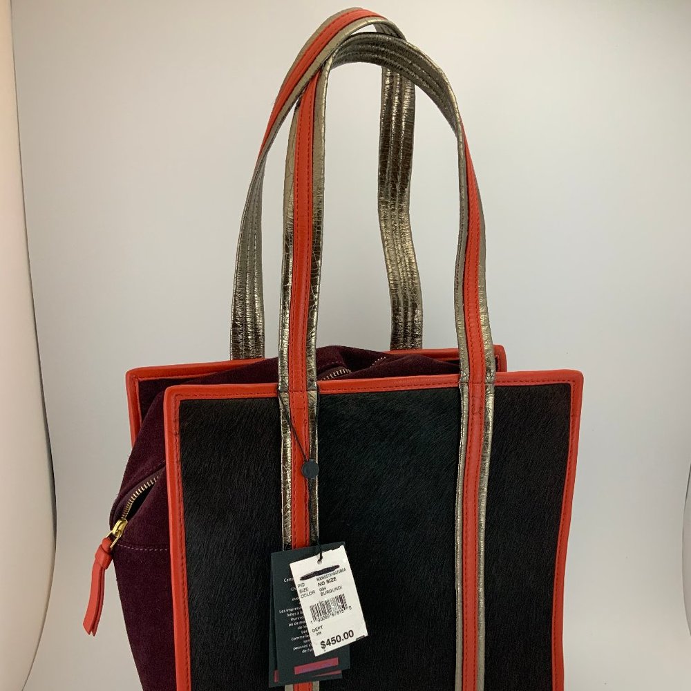 Sophie Cano Printed Shearling & Leather Tote